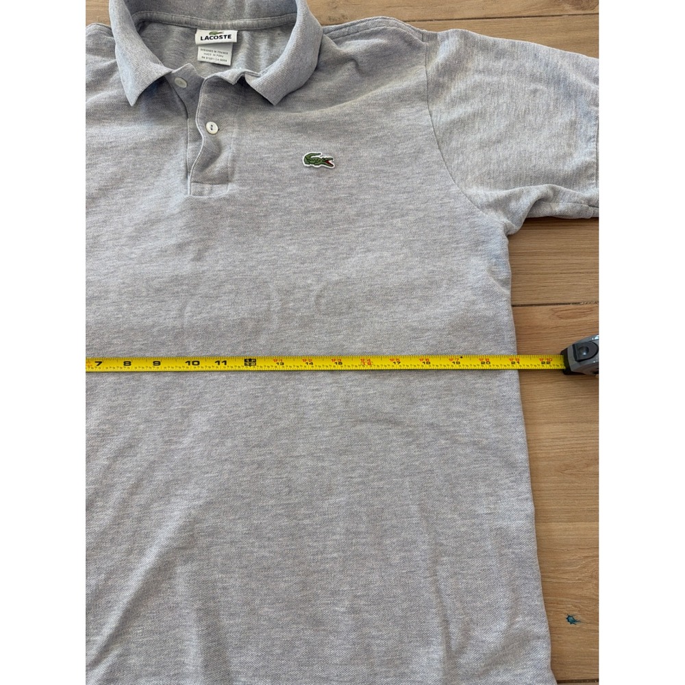 Lacoste Mens Short Sleeve Pique Polo Shirt Gray Crocodile Logo Size XL RN87651 - Picture 4 of 5